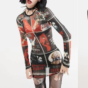 Dolls Kill Trickz N' Treatz Fears On Film Mesh Dress